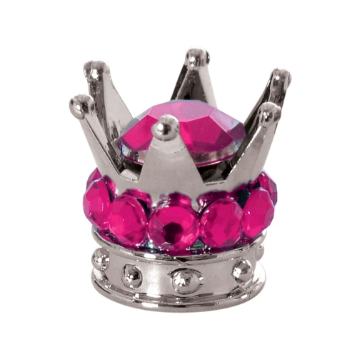 Kovové čepičky ventilků Crown, OXFORD (stříbrná/růžová, pár)