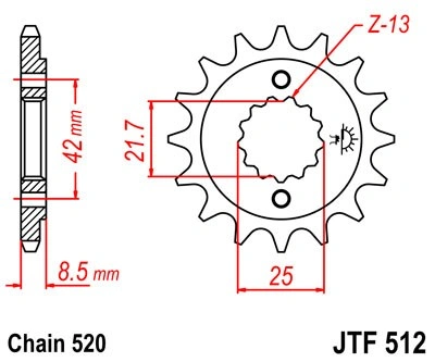 Řetězové kolečko JT JTF 512-13 13 zubů, 520