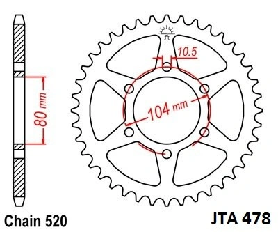 Hliníková řetězová rozeta JT JTA 478-40BLK 40 zubů, 520 černá