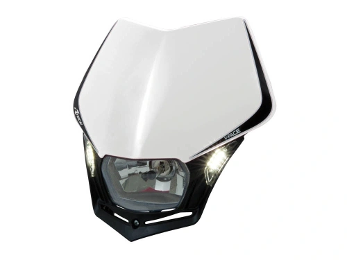 UNI přední maska včetně světla V-FACE, RTECH (bílo-černá)