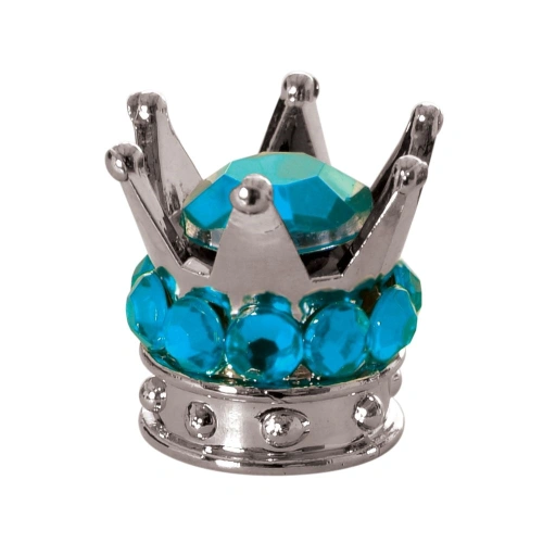 Kovové čepičky ventilků Crown, OXFORD (stříbrná/modrá, pár)