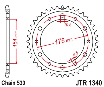 Řetězová rozeta JT JTR 1340-44ZBK 44 zubů, 530 Černý zinek