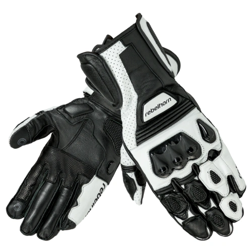 Kožené rukavice REBELHORN BLAZE PRO BLACK/WHITE XS