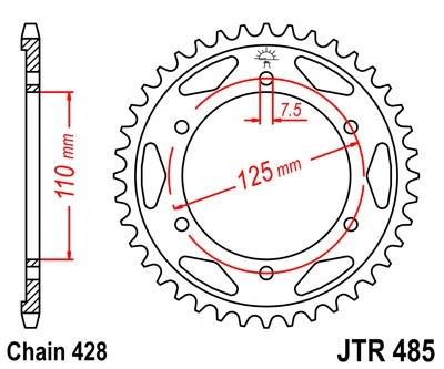 Řetězová rozeta JT JTR 485-46 46 zubů, 428