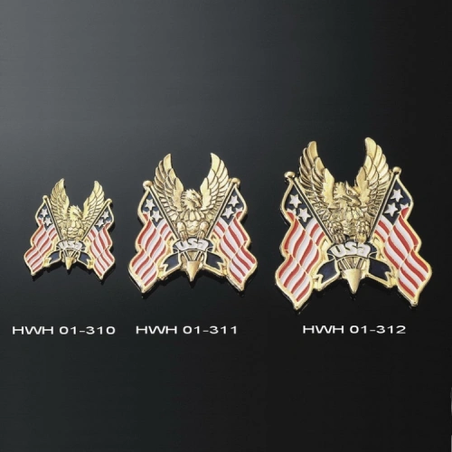 Emblém samolepící, Highway Hawk EAGLEK/USA FLAG, 95mm Zlatá