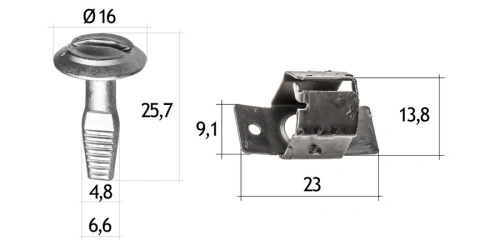 Speciální kovový šroub s příchytkou (1 pár)