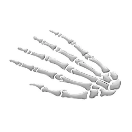 Emblém 3D samolepící "Skeleton Hand" (ruka), chrom Chrom