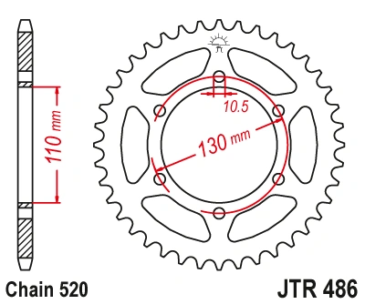 Řetězová rozeta JT JTR 486-43ZBK 43 zubů, 520 Černý zinek