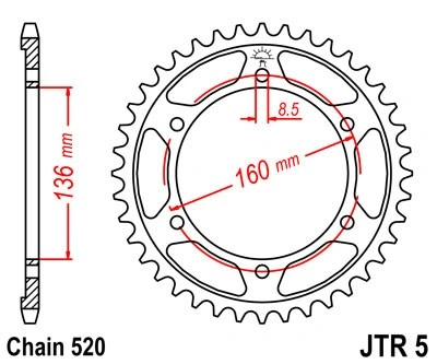 Řetězová rozeta JT JTR 5-46 46 zubů, 520