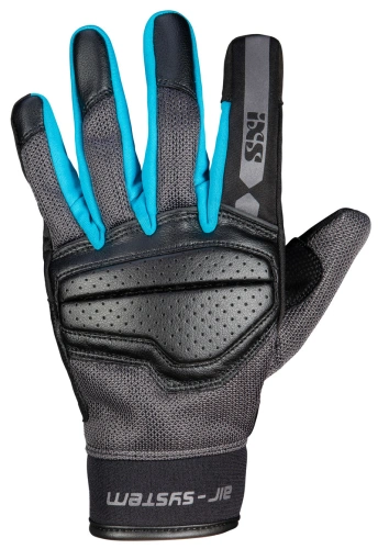 Klasické dámské rukavice iXS EVO-AIR X40465 černo-tyrkysová