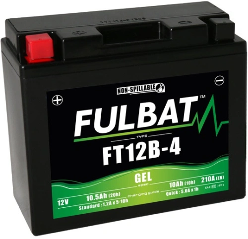 Baterie 12V, FT12B-4 GEL, 12V, 10Ah, 210A, bezúdržbová GEL technologie 150x69x130 FULBAT (aktivovaná ve výrobě)