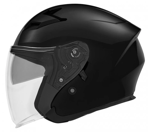 OF 878 Skútrová helma s plexi a sluneční clonou - černá lakovaná