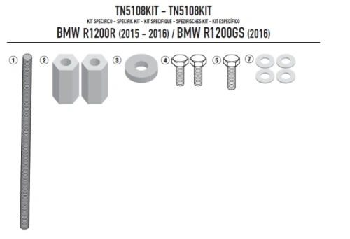 TN5108KIT sada pro montáž TN 5108/TN 5108OX pro R 1200 R/RS (16-18) a R 1200 GS (16-18)