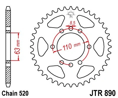 Řetězová rozeta JT JTR 890-42ZBK 42 zubů, 520 Černý zinek
