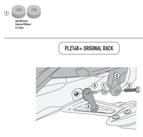 PL2148KIT sada pro montáž PL2148 k originálnímu nosiči pro Yamaha Tracer 7 (20-21)