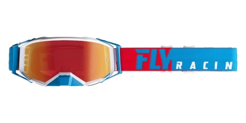 Brýle ZONE PRO, FLY RACING (červené/bílá/modrá, modré chrom plexi)