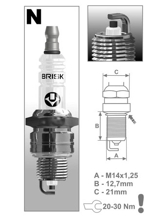Zapalovací svíčka N14YC řada Super, BRISK - Česká Republika