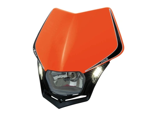 UNI přední maska včetně světla V-FACE, RTECH (oranžovo-černá)