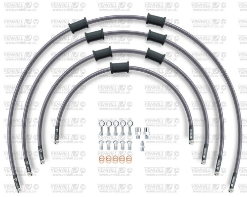 STANDARD Hadice přední brzdy sada Venhill POWERHOSEPLUS HON-10035F (4 hadice v sadě) Průhledné hadice, chromové koncovky