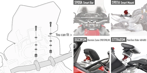 01SKIT - specifická montážní sada pro S 900A smart bar, S 901A (zvolte dle motocyklu viz popis)