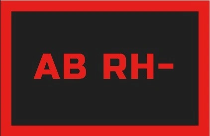 Nášivka krevní skupina AB Rh - černá / červená