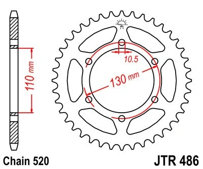 Řetězová rozeta JT JTR 486-43 43 zubů, 520