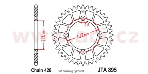 Duralová rozeta pro sekundární řetězy typu 428, JT (47 zubů)