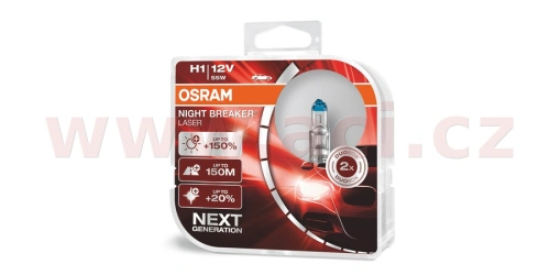Žárovky H1 55W (patice P14,5s) OSRAM NIGHT BREAKER® LASER (2 ks v boxu)