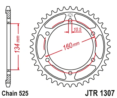 Řetězová rozeta JT JTR 1307-42ZBK 42 zubů, 525 Černý zinek
