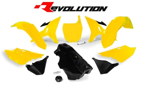 Sada plastů Yamaha - REVOLUTION KIT pro YZ 125/250 02-21, RTECH (žluto-černá, 7 dílů)