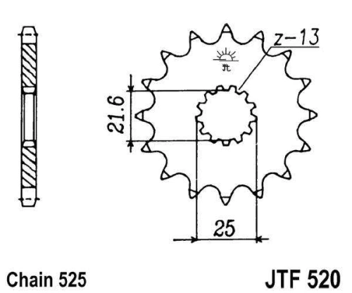Řetězové kolečko JT JTF 520-14RB 14 zubů, 525 pogumované