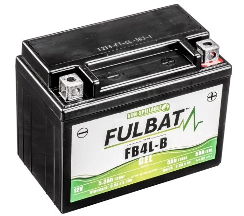 Baterie 12V, FB4L-B GEL, 12V, 5Ah, 50A, bezúdržbová GEL technologie 120x70x92 FULBAT (aktivovaná ve výrobě)