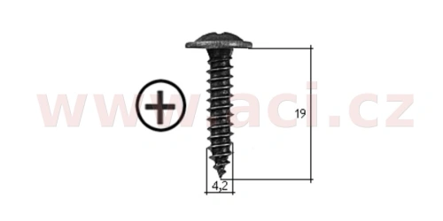 Samořezný křížový vrut černý pozink Fe (sada 20 ks) (4,2 mm, 19 mm)