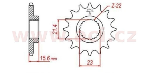 Řetězové kolečko s tlumící gumovou vrstvou pro sekundární řetězy typu 520, JT (15 zubů)