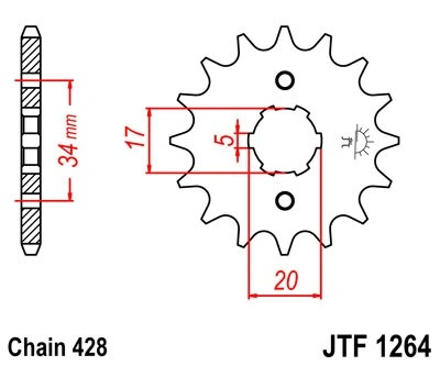 Řetězové kolečko JT JTF 1264-14 14 zubů, 428