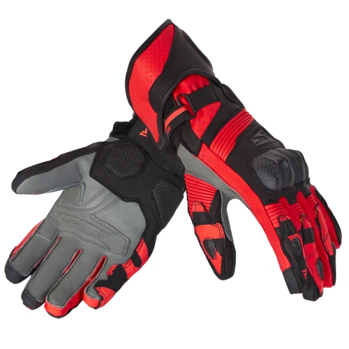 Kožené rukavice REBELHORN FIGHTER BLACK/FLUO RED