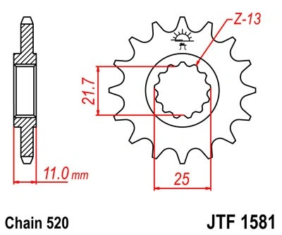 Řetězové kolečko JT JTF 1581-17 17 zubů, 520