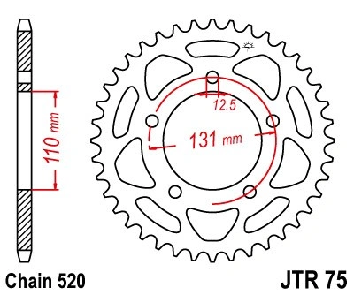 Řetězová rozeta JT JTR 75-44 44 zubů, 520