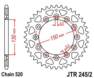 Řetězová rozeta JT JTR 245/2-43 43 zubů, 520
