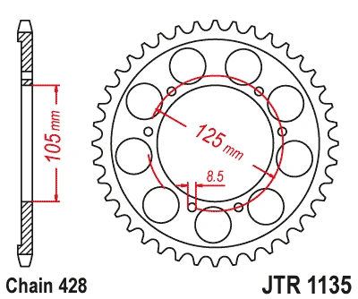 Řetězová rozeta JT JTR 1135-62 62 zubů, 428