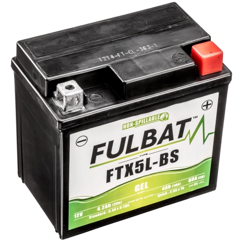 Baterie 12V, FTX5L-BS / FTZ6S GEL, 12V, 4Ah, 80A, bezúdržbová GEL technologie 113x70x105 FULBAT (aktivovaná ve výrobě)