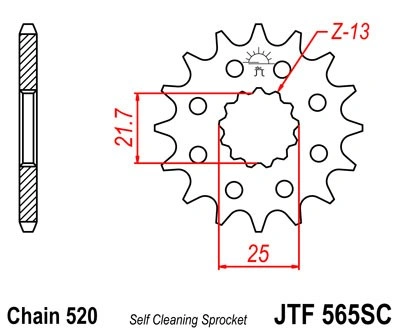 Řetězové kolečko JT JTF 565-13SC 13 zubů, 520 Samočistící, Nízká hmotnost