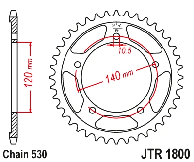 Řetězová rozeta JT JTR 1800-43ZBK 43 zubů, 530 Černý zinek