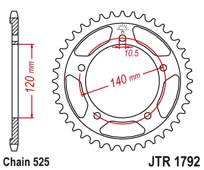 Řetězová rozeta JT JTR 1792-47ZBK 47 zubů, 525 Černý zinek