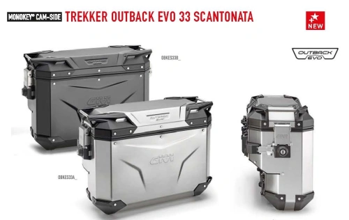 OBKES33AR stříbrný pravý kufr GIVI Trekker Outback EVO hliníkový (Monokey boční), objem 33 ltr.