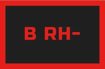 Nášivka krevní skupina B Rh - černá / červená