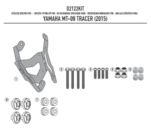 D2122KIT montážní sada Yamaha MT-09 Tracer 850 (15-17) pro plexi 2122DT