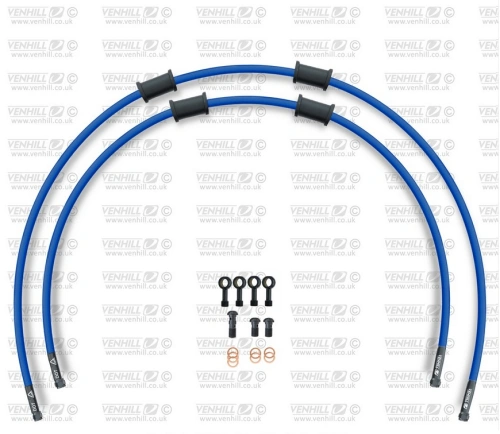 STANDARD Hadice přední brzdy sada Venhill POWERHOSEPLUS GUZ-5001FB-SB (2 hadice v sadě) modré hadice, černé koncovky