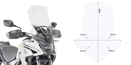 D1203ST plexi čiré Honda NX 500 (24), vxš540x450 mm, o 200 mm vyšší než originál