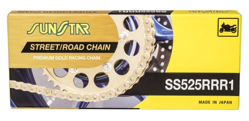 Řetěz 525RRR1, SUNSTAR (x-kroužek, barva zlatá, 112 článků)
